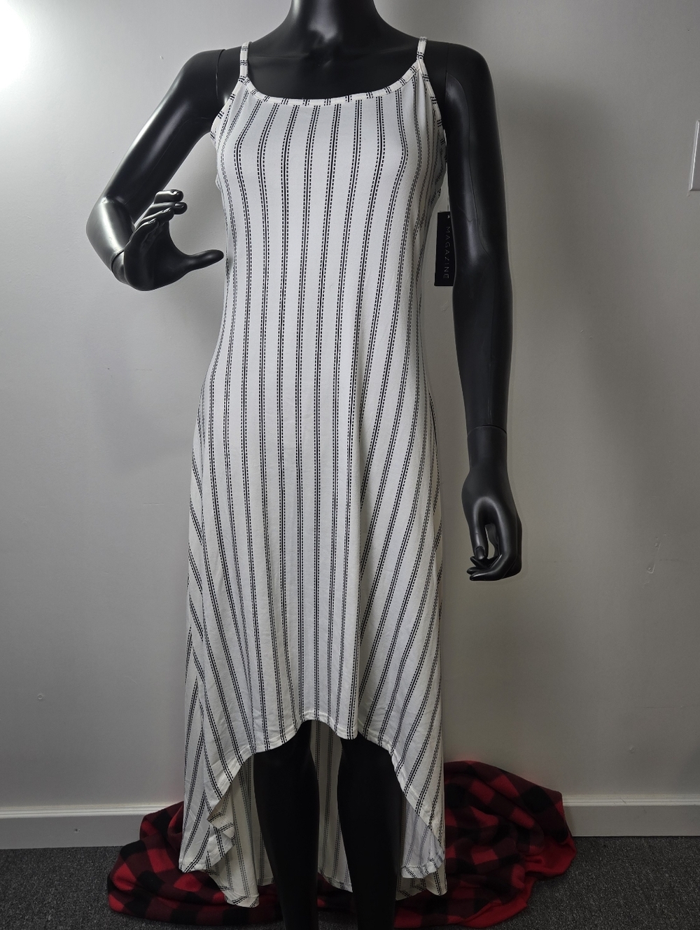 3 For $60. Fashion Magazine Monochrome Striped High Low Dress